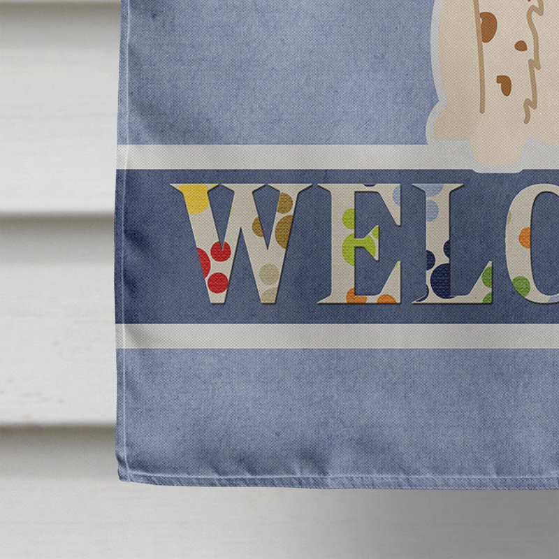 Polyester 2 côtés 40 x 28 po welcome drapeau maison, Épagneul russe