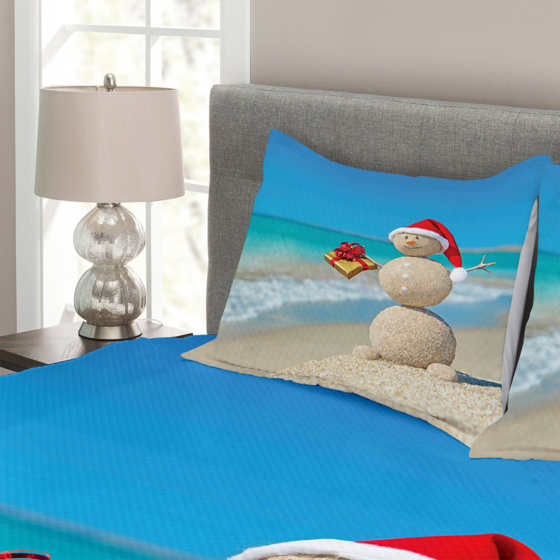 Blue/Red 100% Microfibre Bedspread, 220 x 264 cm
