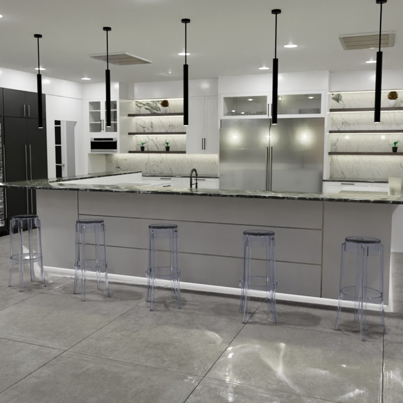 Dunminning 29.5" Modern Clear Acrylic Bar Stool, Transparent Ghost Stool for Kitchen Island & Backless Pub Height Seat, 1