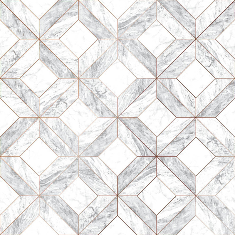 Contour Grey/White Marble Marquetry Washable Wallpaper