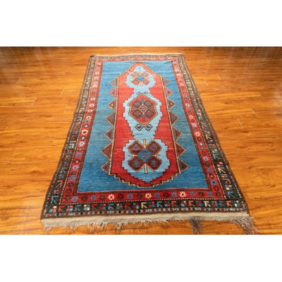 Naein Rug 4x7 Hand Knotted Wool & Silk Area Rug, Turkish Classic Rug, Ivory Blue Traditional Rug, Handmade Luxury Rug