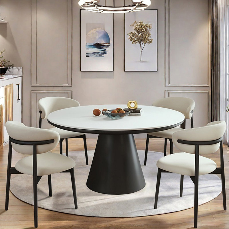 Modern simple round dining table sets, 29.9"H x 47.2"L x 47.2"W