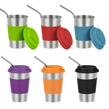 6 Packs 16Oz Stainless Steel Double Vacuum Coffee Tumbler Cup Powder Coated Travel Mug For Home, Office Travel With Lids And Straws,500Ml