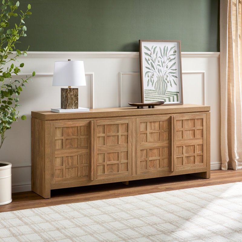 Buffet moderne avec armoires de rangement 74 po Bateson, Chêne héritage