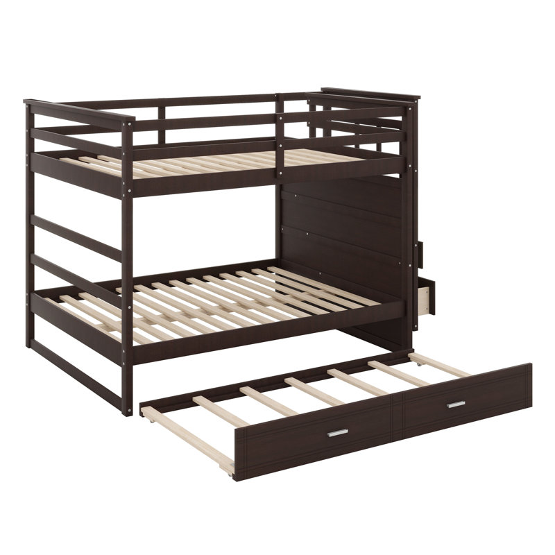 Bunk Bed With Trundle And Staircase, Espresso