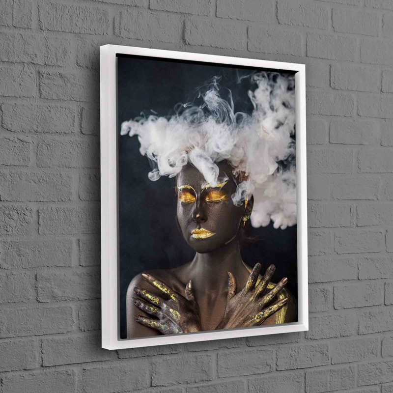 Art féminin abstrait africain doré et noir sur toile de coton pour une décoration murale esthétiquement agréable
