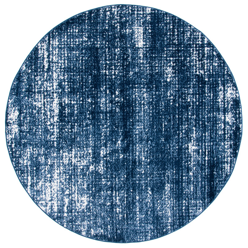 Tapis bleu marine / ivoire, Rond 6 pi 7 po