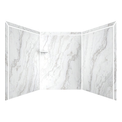 FlexStone Adaptable 60"W x 60"D x 80"H Alcove Shower Surround in Calypso