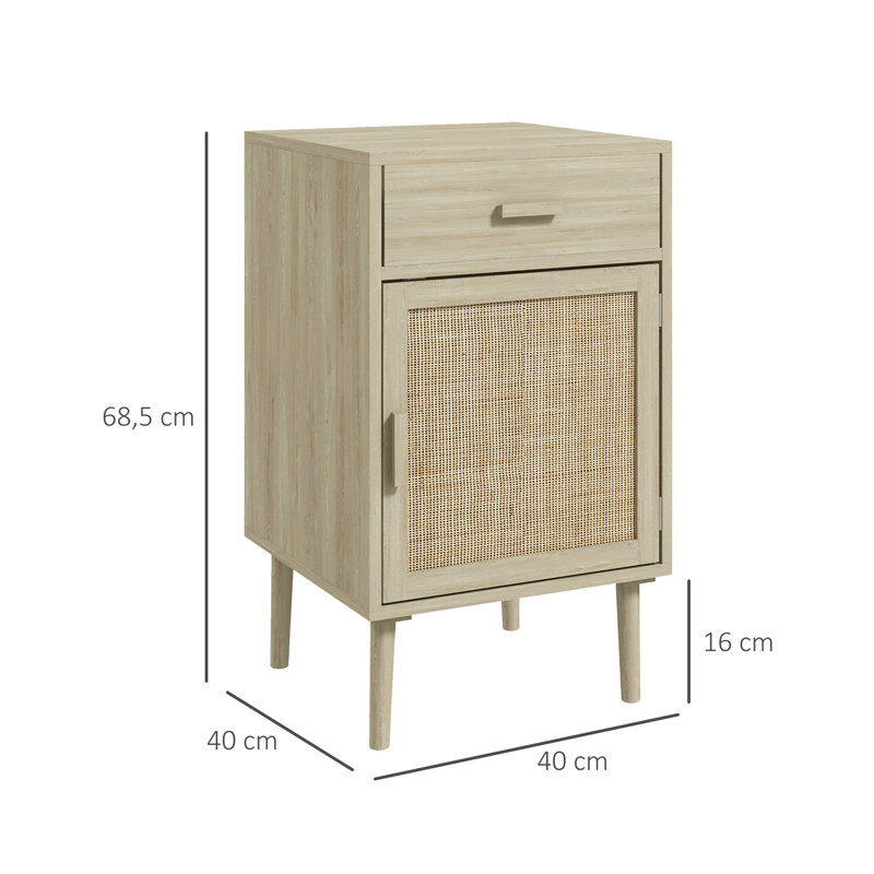 40cm W Engineered Wood Bedside Table
