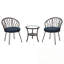 Ensemble de loisirs d'extérieur avec 2 chaises simples en rotin et table ronde en verre-1869072421