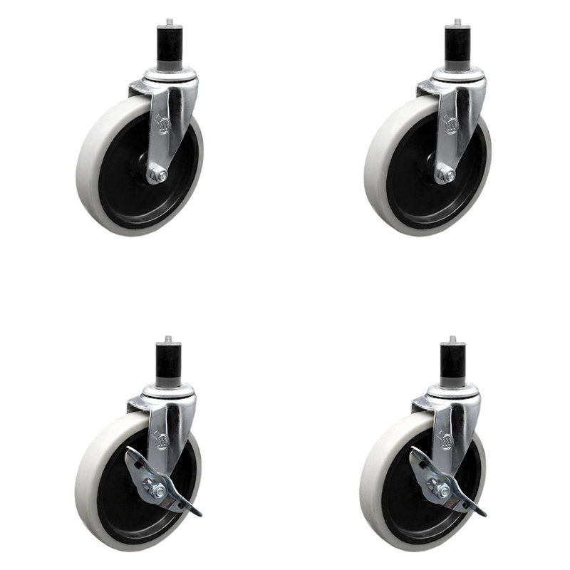 Ensemble de roulettes extensibles 4 pièces avec 2 freins Thermoplastic