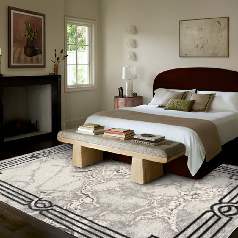 Monaco Series Abrstract Black/Gray/Ivory/Beige Area Rug, Rectangle 7'9" x 10'2"