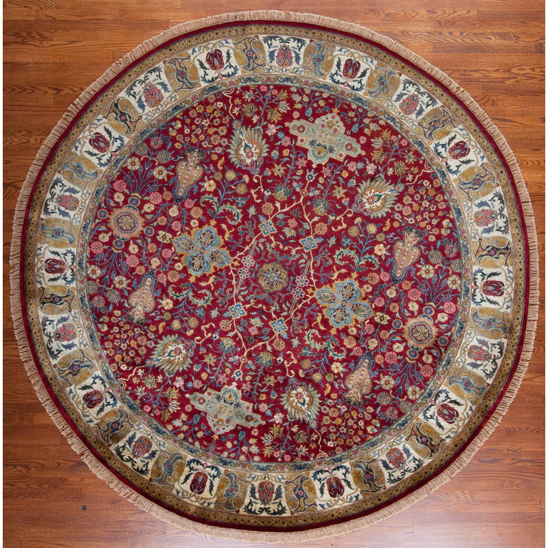 Golden Age Hand Knotted Wool Area Rug, Round 9'