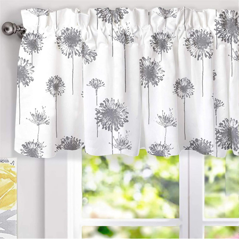 Cantonnière de cuisine sur mesure Burkittsville, L 52 po x 18 po, Gris 