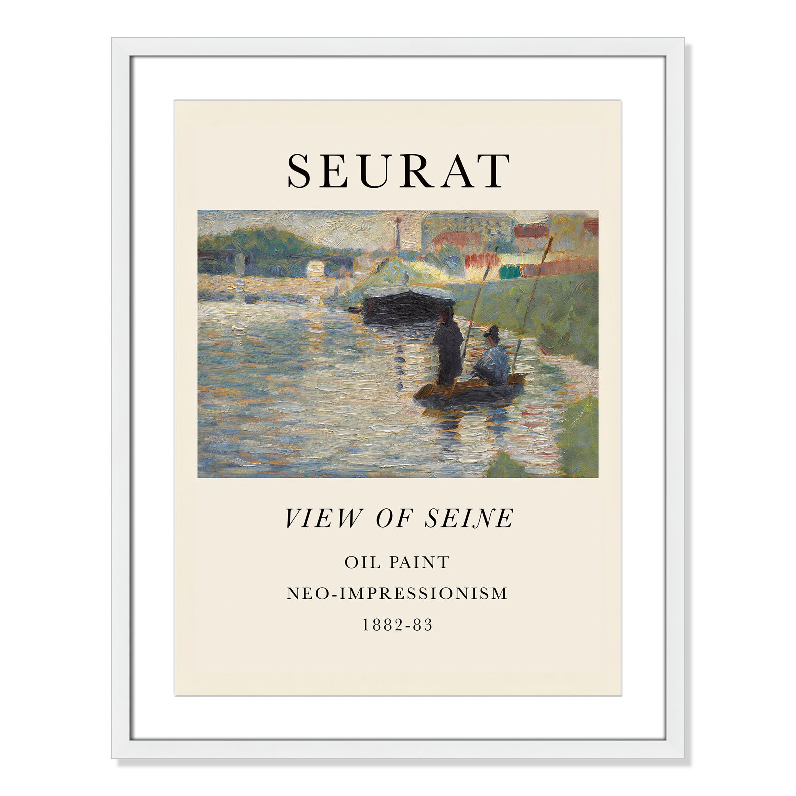 View Of Seine by Georges Seurat, Yes, 29.5" H x 23.5" W x 1.25" D, White Single Picture Frame