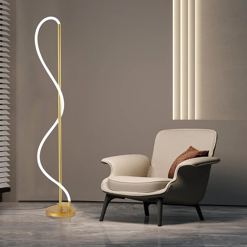 3-way Dimmble Led Floor Lamp For Living Room, Modern Flexible Metal Base Standing Lamp With Foot Switch, Gold