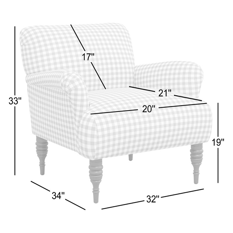 Fauteuil en coton de 32 po de largeur Allura, Brun clair vichy classique