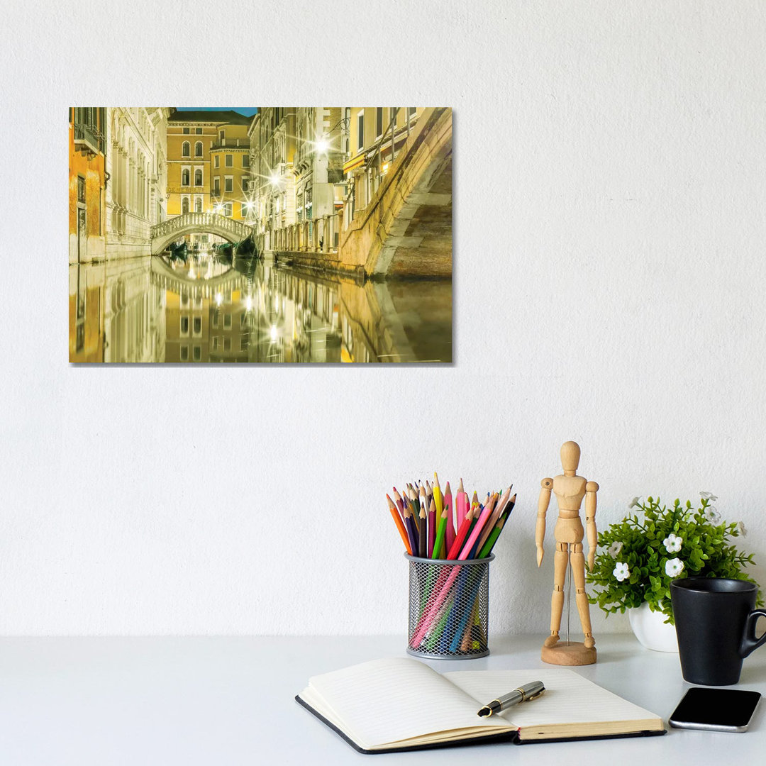 Venice, Italy, Canal Reflections by Mark Paulda - Wrapped Canvas Print