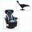 Fauteuil inclinable de jeu, style course avec support lombaire, repose-pieds et amp; Porte-gobelets, noir / blanc / bleu royal | Noir | PVC-341836804