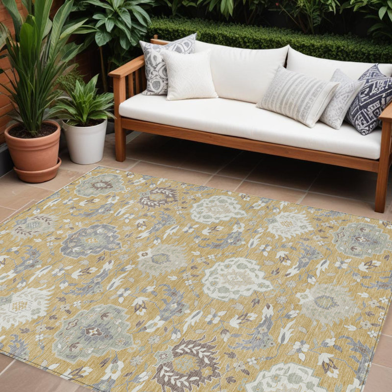 Tapis intérieur lavable 10 pi x 14 pi ivoire et gris doré