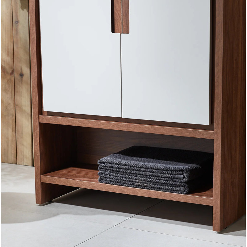 Lyon 30" W Single Vanity, Beige/Walnut, Black