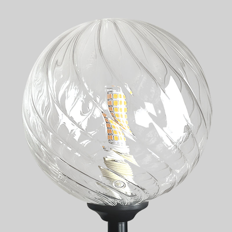 Lustre spoutnik noir 8 lumières avec abat-jour en verre transparent rayé pour la salle à manger