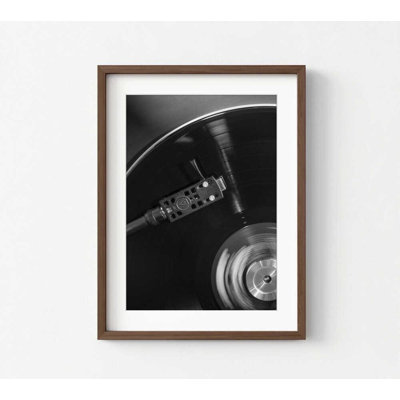 Spinning Vinyle - reproduction de photographie de musique en noir et blanc