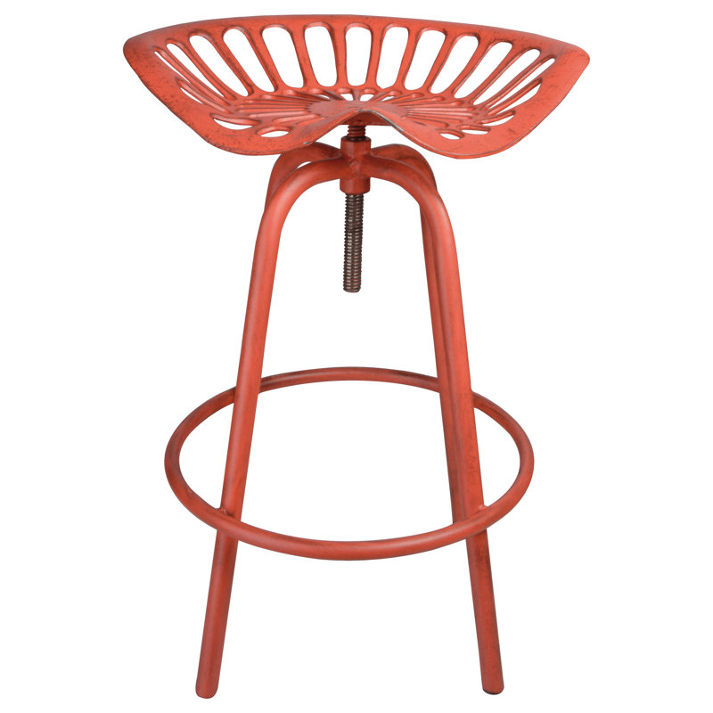 Edith Swivel Adjustable Height Counter Stool with Metal Frame, Red