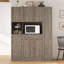 Buffet traditionnel autoportant avec huche, grande armoire de rangement pour garde-manger avec armoire latérale coulissante-1285277813