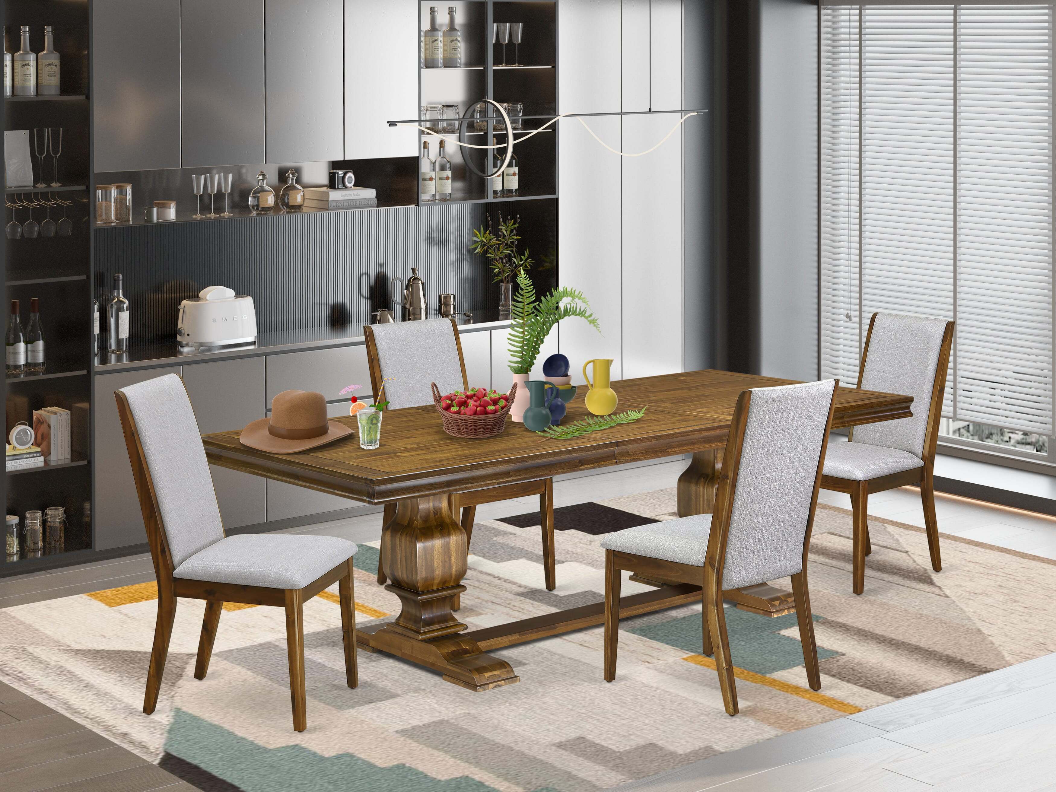 Red Barrel Studio® 5 Pieces Modern Dining Set Includes a Rectangular ...