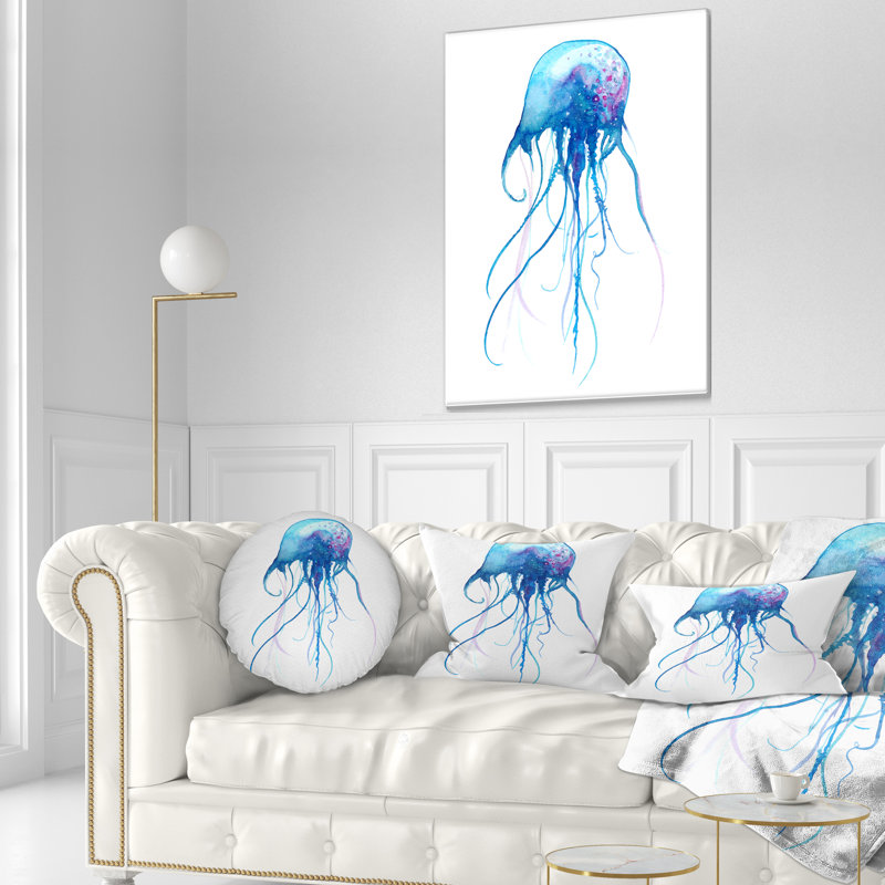 Aquarelle méduse bleu clair - coussin imprimé animal