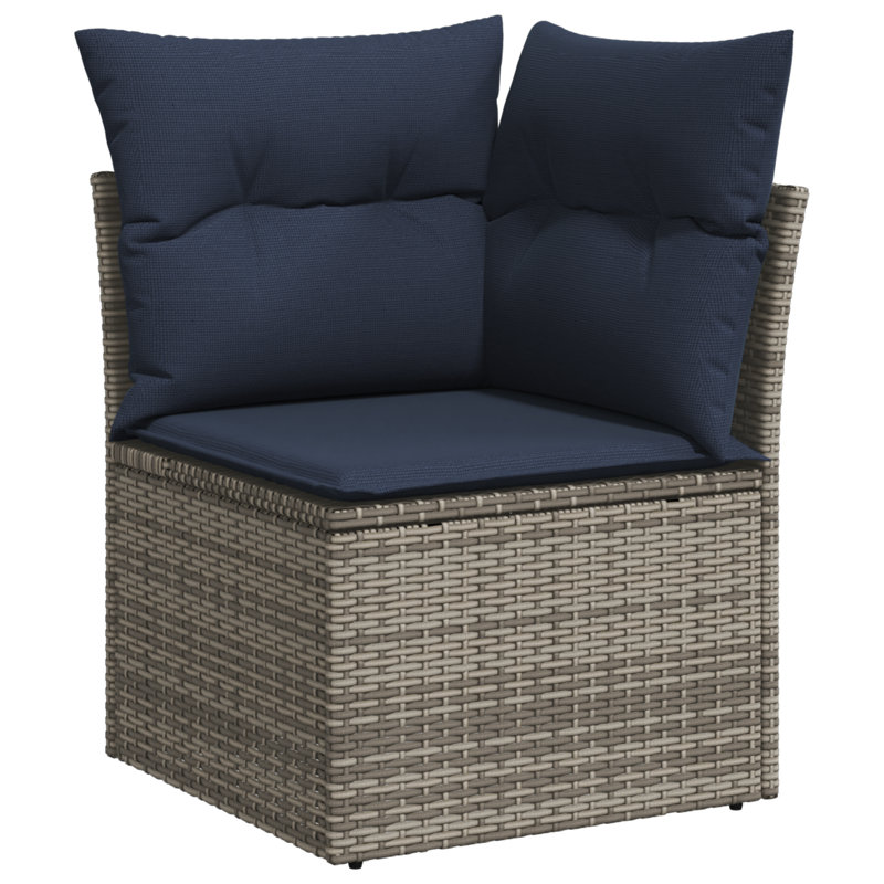 Ensemble de canapé vidaXL avec coussin 4 pièces synthétique gris: rotin de polyester, Gris