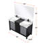 Meuble-lavabo double noir et gris, 55 po L 22 po x P 22 po, plateau en marbre, robinet inclus, miroir 53 po, base en bois large, comptoir Scratch mat