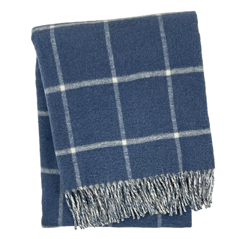 Windowpane Throw, 67" L x 50" W, Denim Double Face Windowpane