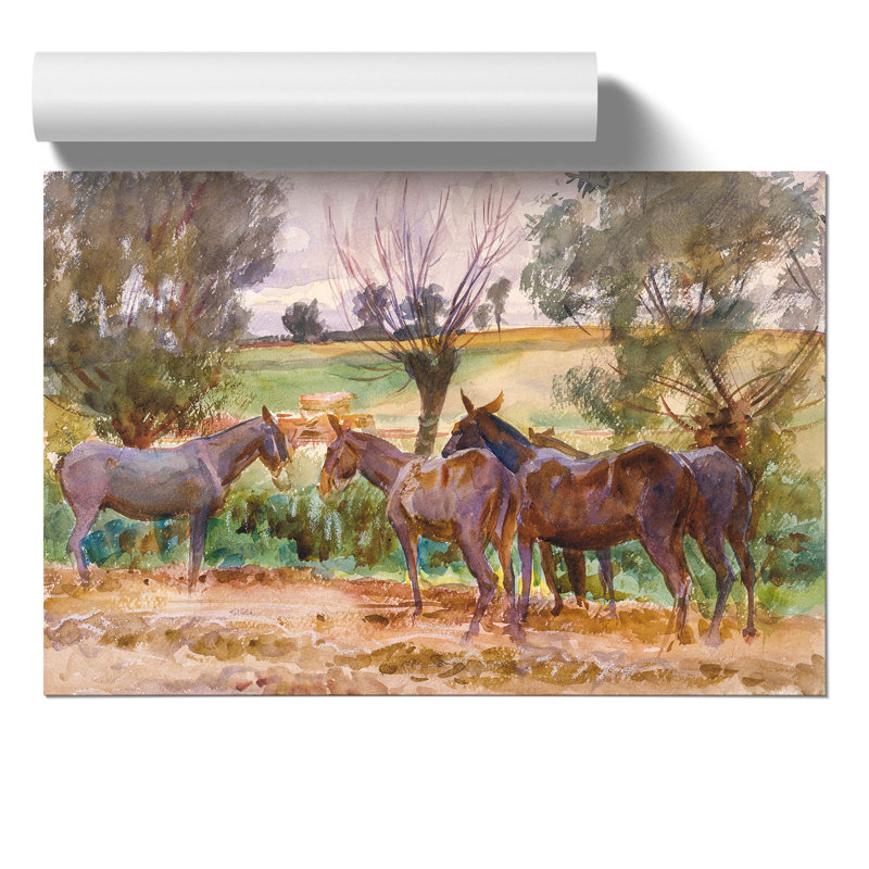 Mules And Donkeys by John Singer Sargent - No Frame Painting, 30cm H x 42cm W x 0.1cm D