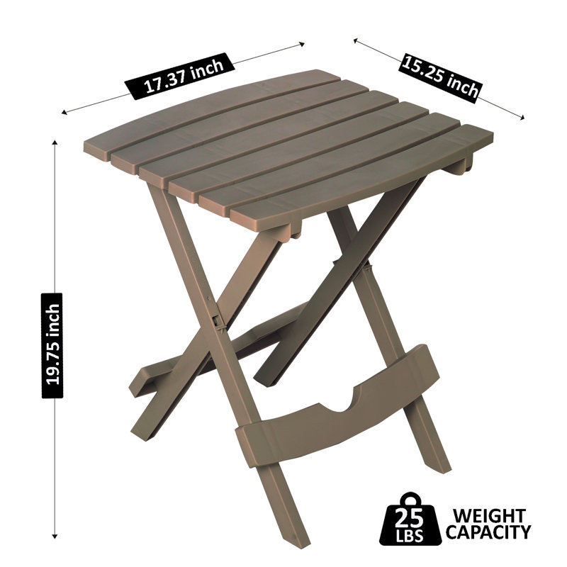Keter Quik-Fold Side Table Durable Resin Outdoor Folding Patio End Table, Portobello