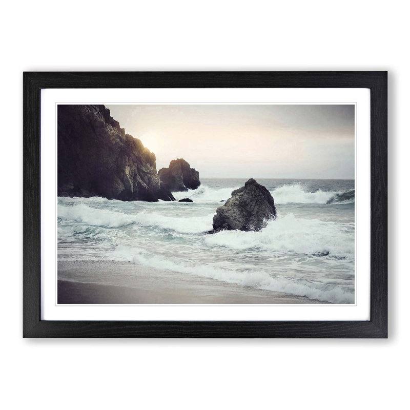 Beach Seascape - Single Picture Frame Print, Black
