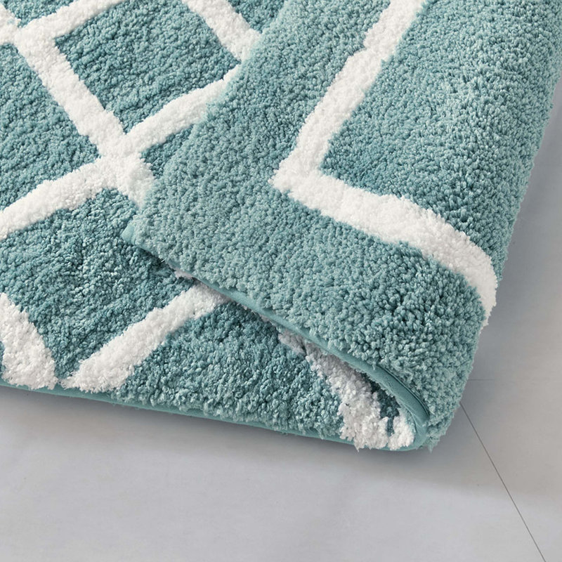 Tapis de bain réversible en microfibre touffetée à poils longs, Turquoise, Simple - L 34 po x l 21 po
