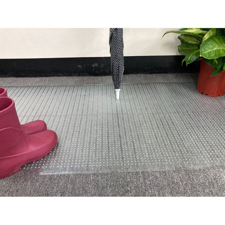 Ottomanson Floor Protector Clear 2 ft. 2 in. x 11 ft. Waterproof Non-Slip Clear Design Indoor Protector Runner Rug