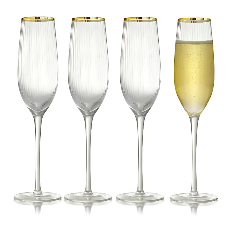 Gold Rocher Flute Champagne Glasses