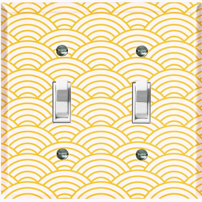 Metal Light Switch Plate Outlet Cover (Japanese Yellow Sea Wave Pattern   - Single Toggle)