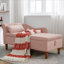  Chaise longue rembourrée en velours rose Blush-257069434