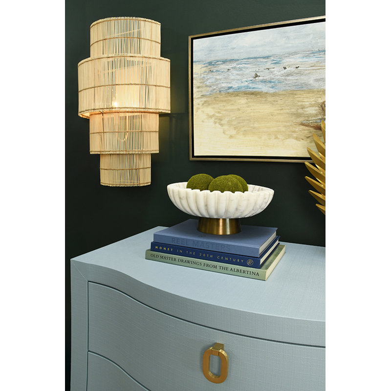 Four-Tiered Wall Sconce in Natural Rattan