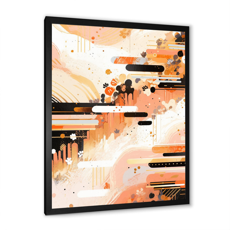 Pêche abstraite symétrique noire sur toile, H 44 po x l 34 po x P 1,5 po, Cadre photo noir