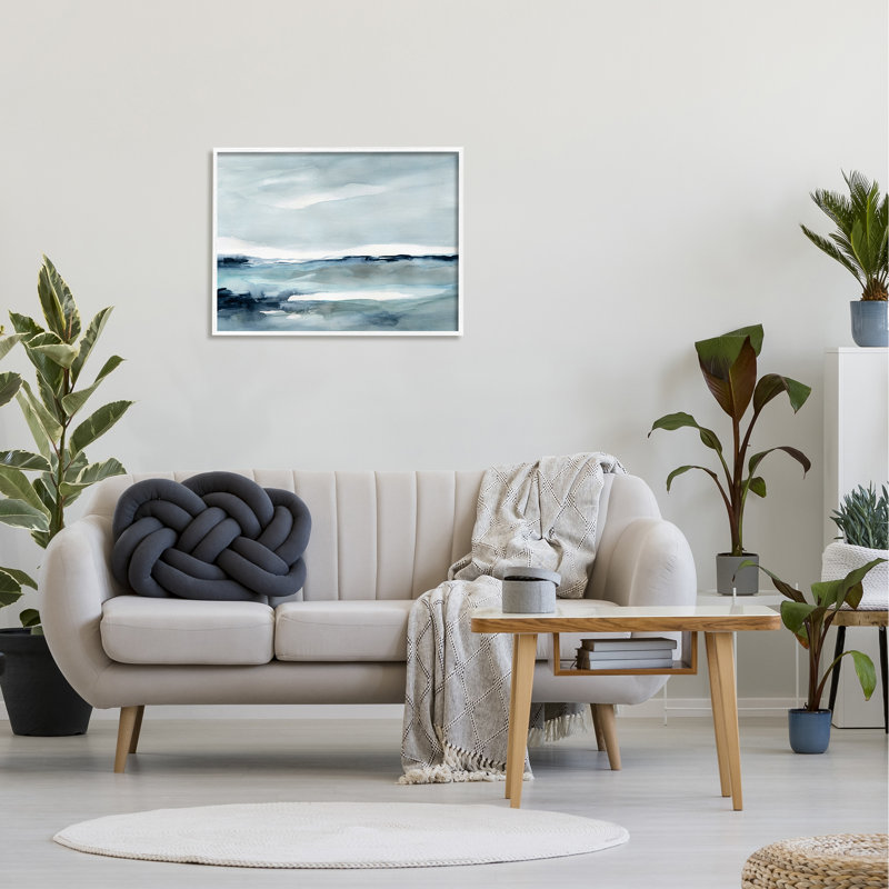 Paysage abstrait de l'océan polaire désolé, H 30 po x l 24 po, Giclée encadrée blanc bord de mer