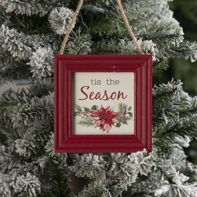 4.61'' Handmade Wood Photo Ornament