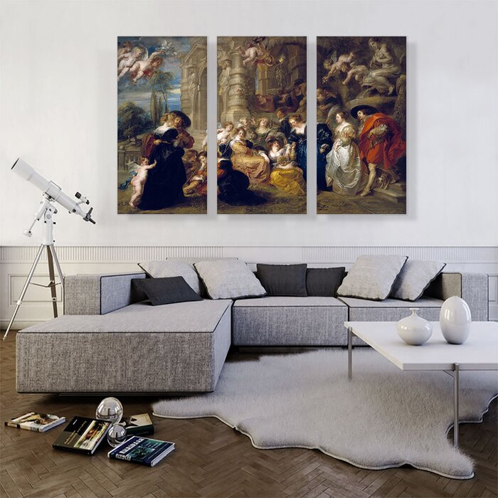 ARTCANVAS The Garden Of Love 1634 On Canvas 3 Pieces by Peter Paul ...