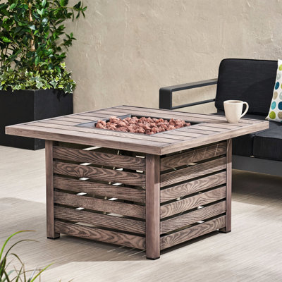 Foyer carré en fer avec réservoir 50 000, décorer l'espace extérieur, 39,13 po Profondeur, largeur, hauteur de 23,98 po, fer de 86,76 lb, zone d'embellissement du bois