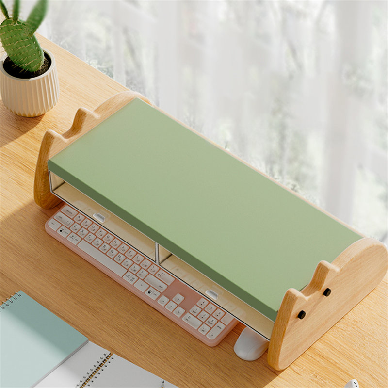 Support pour écran d'ordinateur de bureau avec tiroir, Vert