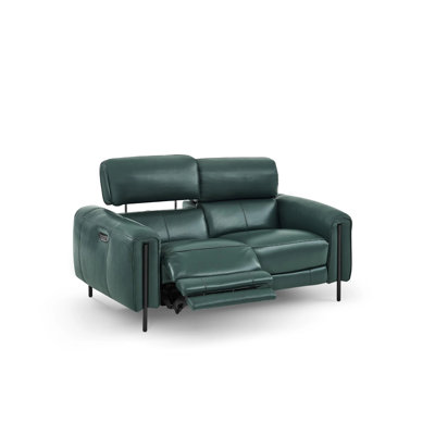 Causeuse inclinable en cuir véritable à accoudoirs arrondis 66 po Charm